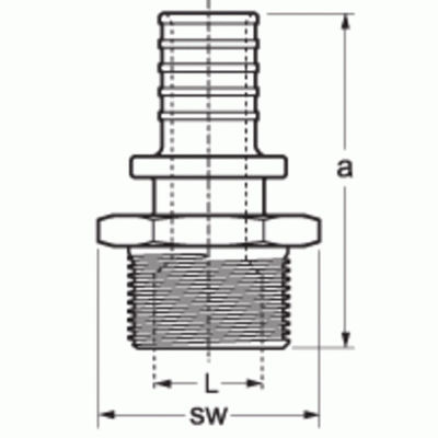 Натяжний фітинг Golan Aqua-PEX перехідник (штуцер) нар 25x1" GA-10110