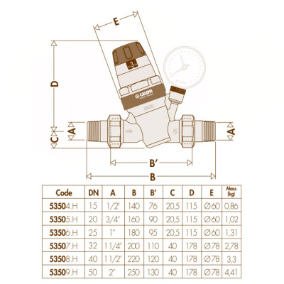 Редуктор тиску НАР 3/4" Caleffi 535050H Редуктор тиску НАР 3/4" Caleffi 535050H