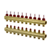 Колектор 1"х10 виходів з витратоміром FHF-10F 3/4" Danfoss 088U0530 Колектор 1"х10 виходів з витратоміром FHF-10F 3/4" Danfoss 088U0530