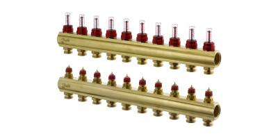Коллектор 1"х10 выходов c расходомером FHF-10F 3/4" Danfoss 088U0530 Коллектор 1"х10 выходов c расходомером FHF-10F 3/4" Danfoss 088U0530