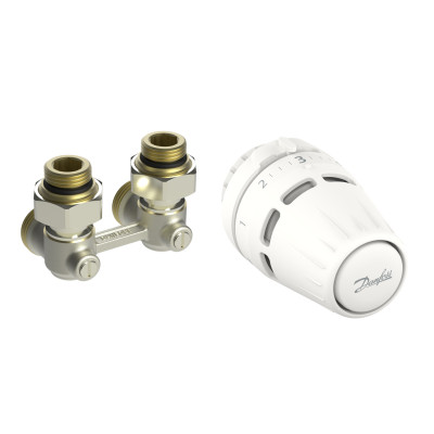 Комплект для радиатора с нижним подключением угловой M30x1.5 Regus RA+RLV-KB 1/2" Danfoss 015G5309