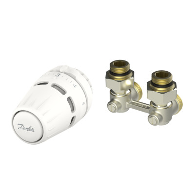 Комплект для радиатора с нижним подключением угловой M30x1.5 Regus RA+RLV-KB 1/2" Danfoss 015G5309 Комплект для радиатора с нижним подключением угловой M30x1.5 Regus RA+RLV-KB 1/2" Danfoss 015G5309