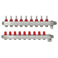 Коллектор 1"х9 выходов c расходомером SSM-9F 3/4" Danfoss 088U0759 Коллектор 1"х9 выходов c расходомером SSM-9F 3/4" Danfoss 088U0759