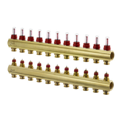 Колектор 1"х11 виходів з витратоміром FHF-11F 3/4" Danfoss 088U0531