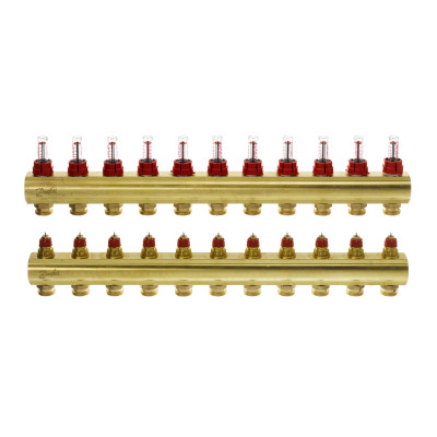 Колектор 1"х11 виходів з витратоміром FHF-11F 3/4" Danfoss 088U0531 Колектор 1"х11 виходів з витратоміром FHF-11F 3/4" Danfoss 088U0531