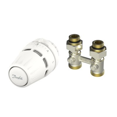 Комплект для радиатора с нижним подключением прямой M30x1.5 Regus RA+RLV-KB 1/2" Danfoss 015G5308 Комплект для радиатора с нижним подключением прямой M30x1.5 Regus RA+RLV-KB 1/2" Danfoss 015G5308