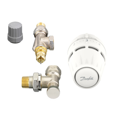 Комплект для радиатора с боковым подключением угловой RA-N+RLV-S 1/2" Danfoss 015G5311 Комплект для радиатора с боковым подключением угловой RA-N+RLV-S 1/2" Danfoss 015G5311
