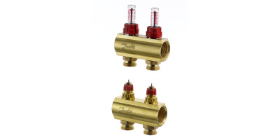 Колектор 1"х2 виходи з витратоміром FHF-2f 3/4" Danfoss 088U0522 Колектор 1"х2 виходи з витратоміром FHF-2f 3/4" Danfoss 088U0522