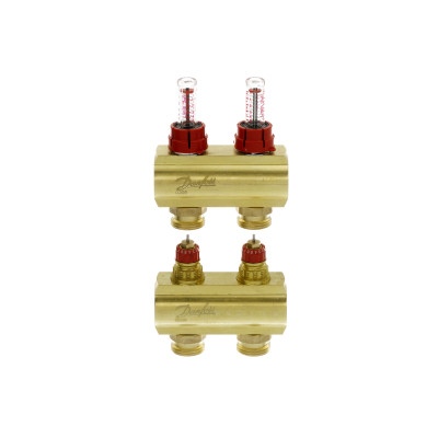 Колектор 1"х2 виходи з витратоміром FHF-2f 3/4" Danfoss 088U0522 Колектор 1"х2 виходи з витратоміром FHF-2f 3/4" Danfoss 088U0522