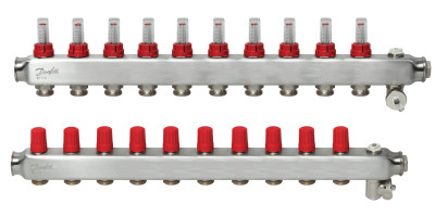 Коллектор 1"х10 выходов c расходомером SSM-10F 3/4" Danfoss 088U0760 Коллектор 1"х10 выходов c расходомером SSM-10F 3/4" Danfoss 088U0760