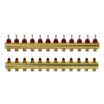 Коллектор 1"х12 выходов c расходомером FHF-12F 3/4" Danfoss 088U0532