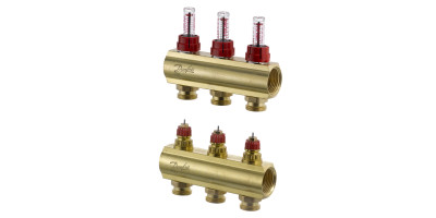 Колектор 1"х3 виходи з витратоміром FHF-3F 3/4" Danfoss 088U0523 Колектор 1"х3 виходи з витратоміром FHF-3F 3/4" Danfoss 088U0523