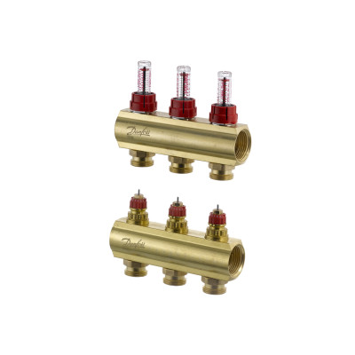 Колектор 1"х3 виходи з витратоміром FHF-3F 3/4" Danfoss 088U0523