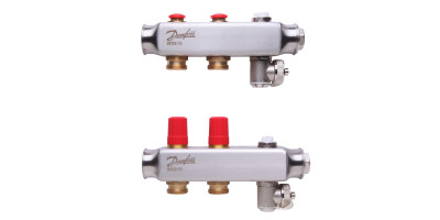 Колектор 1"х2 виходи без витратомірів SSM-2 з термоклапанами 3/4" Danfoss 088U0802 Колектор 1"х2 виходи без витратомірів SSM-2 з термоклапанами 3/4" Danfoss 088U0802