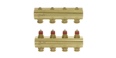 Колектор 1"х4 виходи без витратомірів FHF-4 3/4" Danfoss 088U0504 Колектор 1"х4 виходи без витратомірів FHF-4 3/4" Danfoss 088U0504