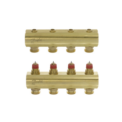 Колектор 1"х4 виходи без витратомірів FHF-4 3/4" Danfoss 088U0504