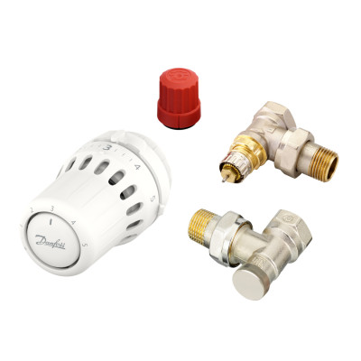 Комплект для радиатора с боковым подключением угловой RA+RLV-S 1/2" Danfoss 015G5349 Комплект для радиатора с боковым подключением угловой RA+RLV-S 1/2" Danfoss 015G5349