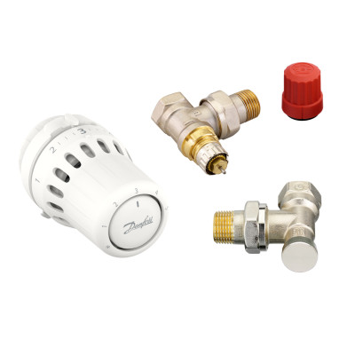 Комплект для радиатора с боковым подключением угловой RA+RLV-S 1/2" Danfoss 015G5349 Комплект для радиатора с боковым подключением угловой RA+RLV-S 1/2" Danfoss 015G5349