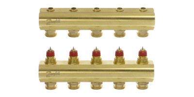 Колектор 1"х5 виходів без витратомірів FHF-5 3/4" Danfoss 088U0505 Колектор 1"х5 виходів без витратомірів FHF-5 3/4" Danfoss 088U0505