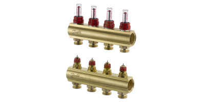 Колектор 1"х4 виходи з витратоміром FHF-4F 3/4" Danfoss 088U0524 Колектор 1"х4 виходи з витратоміром FHF-4F 3/4" Danfoss 088U0524