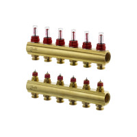 Колектор 1"х6 виходів з витратоміром FHF - 6f 3/4" Danfoss 088U0526 Колектор 1"х6 виходів з витратоміром FHF - 6f 3/4" Danfoss 088U0526