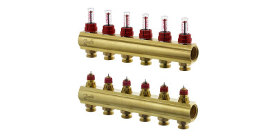 Коллектор 1"х6 выходов c расходомером FHF-6F 3/4" Danfoss 088U0526 Коллектор 1"х6 выходов c расходомером FHF-6F 3/4" Danfoss 088U0526