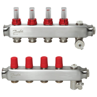 Колектор 1"х4 виходи з витратоміром SSM-4F 3/4" Danfoss 088U0754