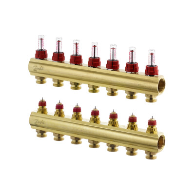 Коллектор 1"х7 выходов c расходомером FHF-7F 3/4" Danfoss 088U0527 Коллектор 1"х7 выходов c расходомером FHF-7F 3/4" Danfoss 088U0527