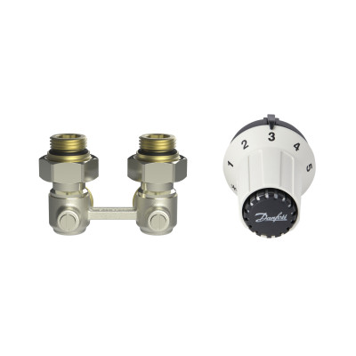 Комплект для радиатора с нижним подключением угловой RAS-CK+RLV-KS 1/2" Danfoss 013G5276 Комплект для радиатора с нижним подключением угловой RAS-CK+RLV-KS 1/2" Danfoss 013G5276
