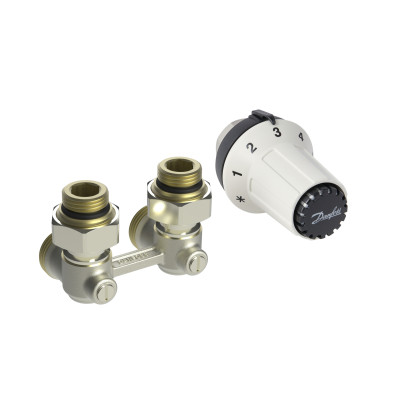Комплект для радиатора с нижним подключением угловой RAS-CK+RLV-KS 1/2" Danfoss 013G5276