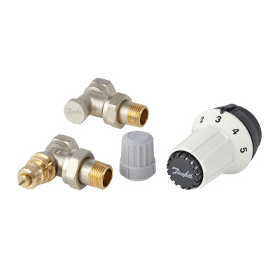 Комплект для радиатора с боковым подключением угловой RA-FN+RAS-C+RLV-S 1/2" Danfoss 013G5253 Комплект для радиатора с боковым подключением угловой RA-FN+RAS-C+RLV-S 1/2" Danfoss 013G5253