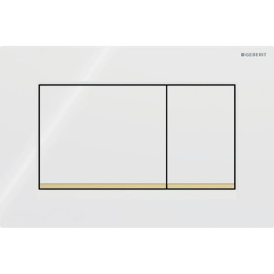 Змивна клавіша Geberit Sigma20 (ex Sigma30) для подвійного змиву Square білий/позолота (115.883.KK.1)