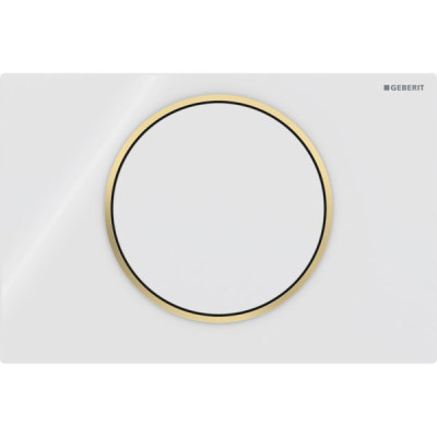 Змивна клавіша Geberit Sigma10 для змивання/зупинки змивання Round білий/позолота (115.758.KK.5)