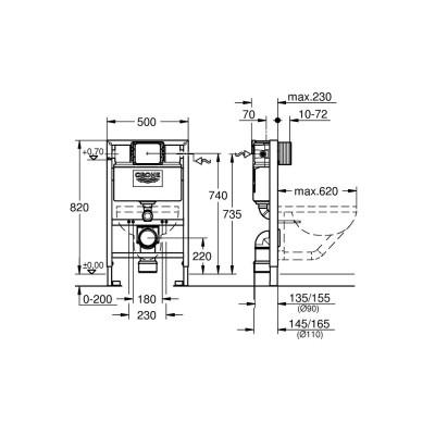 Комплект для унитаза 2-в-1 Grohe Rapid SL, монтажная высота 0.82 м (38948000) Комплект для унитаза 2-в-1 Grohe Rapid SL, монтажная высота 0.82 м (38948000)