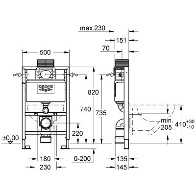 Комплект для унитаза 2-в-1 Grohe Rapid SL, монтажная высота 0.82 м (38948000) Комплект для унитаза 2-в-1 Grohe Rapid SL, монтажная высота 0.82 м (38948000)
