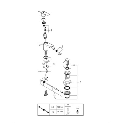 Смеситель однорычажный Grohe BauEdge New для биде (23331001) Смеситель однорычажный Grohe BauEdge New для биде (23331001)