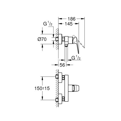 Смеситель однорычажный Grohe Cubeo для душа (1018240000) Смеситель однорычажный Grohe Cubeo для душа (1018240000)