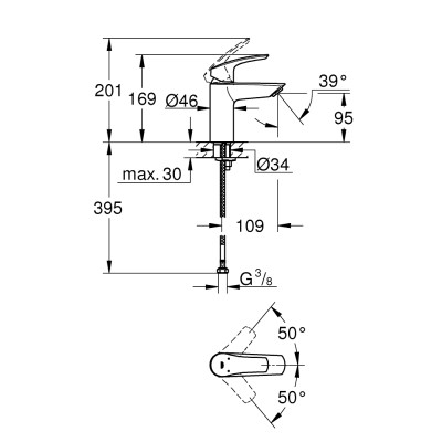 Смеситель однорычажный Grohe Eurosmart New для раковины S-Size (32467003)