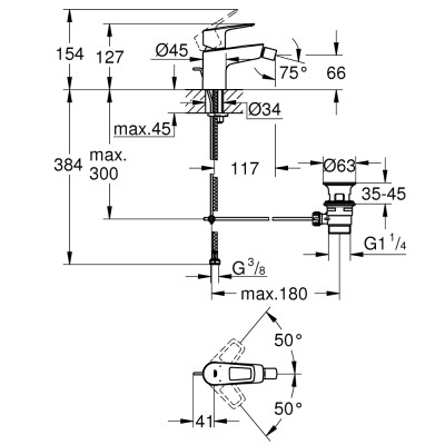 Смеситель однорычажный Grohe BauLoop New для биде (23338001) Смеситель однорычажный Grohe BauLoop New для биде (23338001)