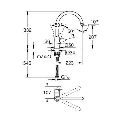 Смеситель однорычажный Grohe BauEdge New для кухни (31233001) Смеситель однорычажный Grohe BauEdge New для кухни (31233001)