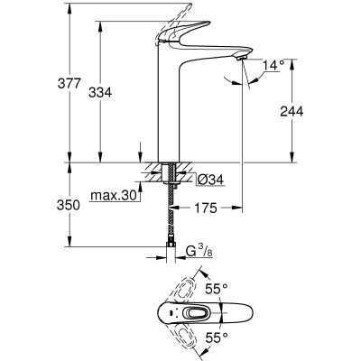 Смеситель однорычажный Grohe Eurostyle для раковины XL-Size (23570LS3) Смеситель однорычажный Grohe Eurostyle для раковины XL-Size (23570LS3)