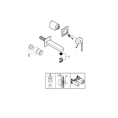 Смеситель для раковины Grohe Plus на 2 отверстия, M-Size (29303003) Смеситель для раковины Grohe Plus на 2 отверстия, M-Size (29303003)