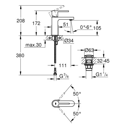 Смеситель однорычажный Grohe Plus для раковины, S-Size + нажимной донный клапан (33163003) Смеситель однорычажный Grohe Plus для раковины, S-Size + нажимной донный клапан (33163003)