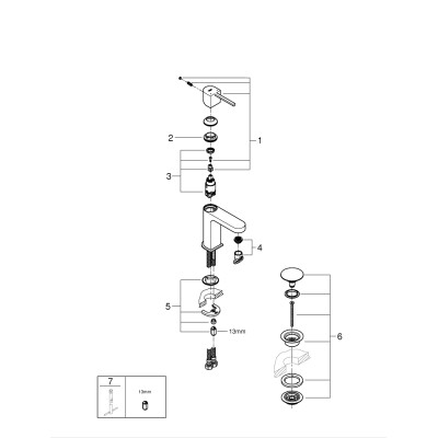 Смеситель однорычажный Grohe Plus для раковины, S-Size + нажимной донный клапан (33163003) Смеситель однорычажный Grohe Plus для раковины, S-Size + нажимной донный клапан (33163003)