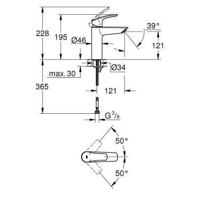 Смеситель однорычажный Grohe Eurosmart New для раковины M-Size (23324003)