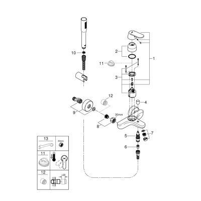 Змішувач одноважільний Grohe Eurosmart Cosmopolitan для ванни з душовим набором (32832000) Змішувач одноважільний Grohe Eurosmart Cosmopolitan для ванни з душовим набором (32832000)