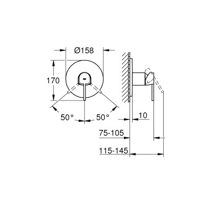 Змішувач одноважільний Grohe Plus для душу (24059003) Змішувач одноважільний Grohe Plus для душу (24059003)