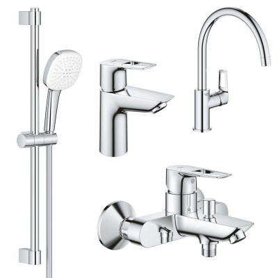 Комплект смесителей Grohe BauLoop New4 в 1 для ванной и кухни (UA123225K3) Комплект смесителей Grohe BauLoop New4 в 1 для ванной и кухни (UA123225K3)