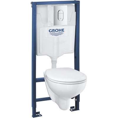 Комплект Grohe SOLIDO 5-в-1 Унитаз + инсталляция Rapid SL c клавишей Arena Cosmopolitan (39418000)