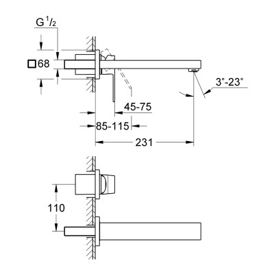 Смеситель для раковины Grohe Eurocube на два отверстия M-Size (23447000)